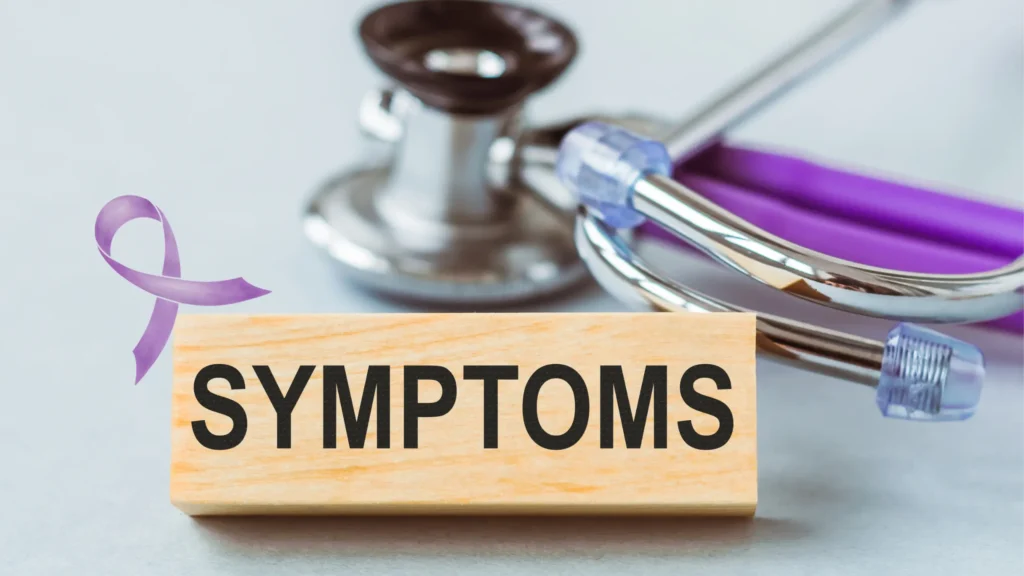 Person checking for early cancer symptoms and warning signs.